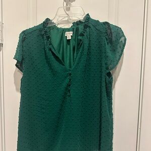 J. Crew Emerald Green Textured Blouse